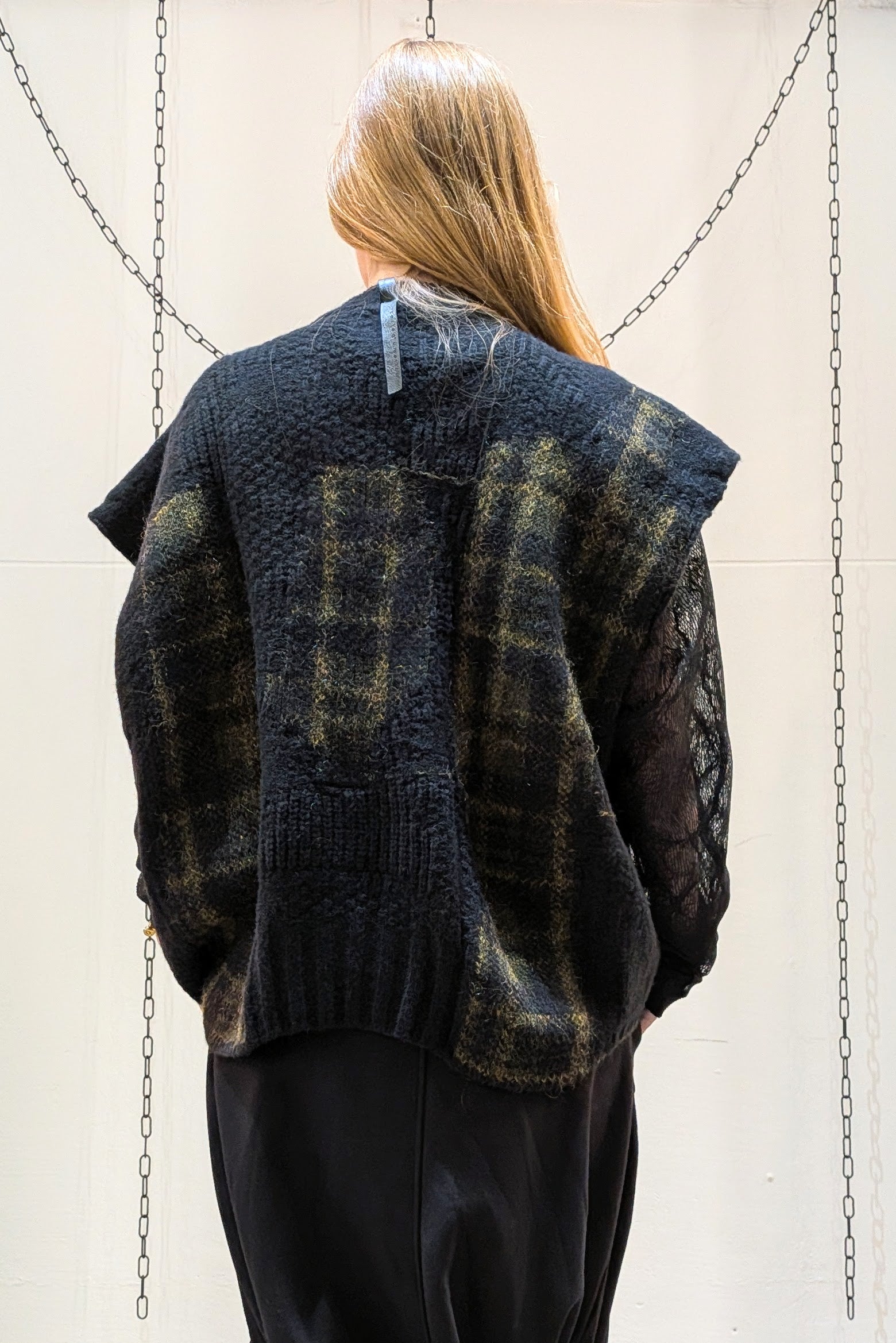 Serienumerica - vest gilet - Oversized - one size - Merino Mohair - Plaid