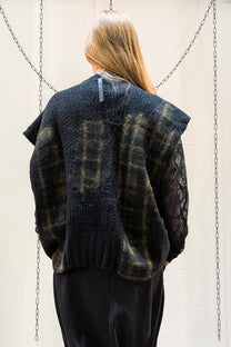 Serienumerica - vest gilet - Oversized - one size - Merino Mohair - Plaid