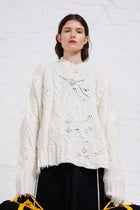 Serienumerica Adriana white distressed Sweater, fine merino wool. Unisex.