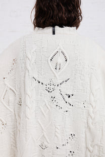 Serienumerica Adriana white distressed Sweater, fine merino wool. Unisex.