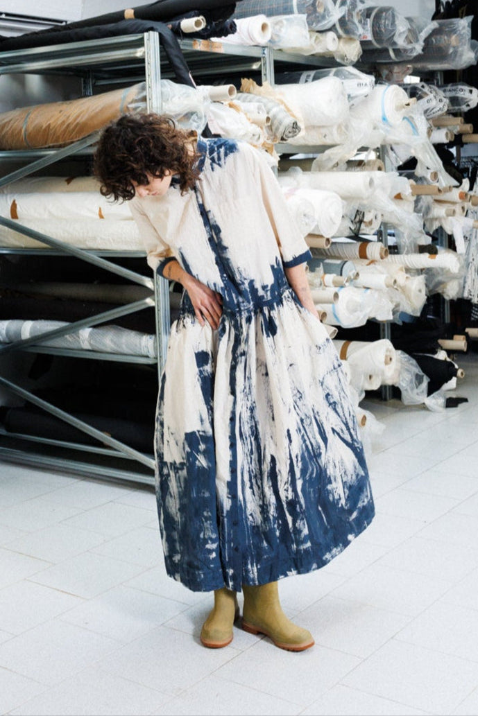 Serienumerica dress. Long maxi hand-painted