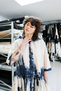 Serienumerica dress. Long maxi hand-painted