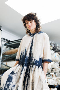 Serienumerica dress. Long maxi hand-painted