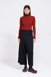 Serienumerica cropped wide pants, pinstripe, Cotton-wool