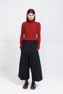 Serienumerica cropped wide pants, pinstripe, Cotton-wool