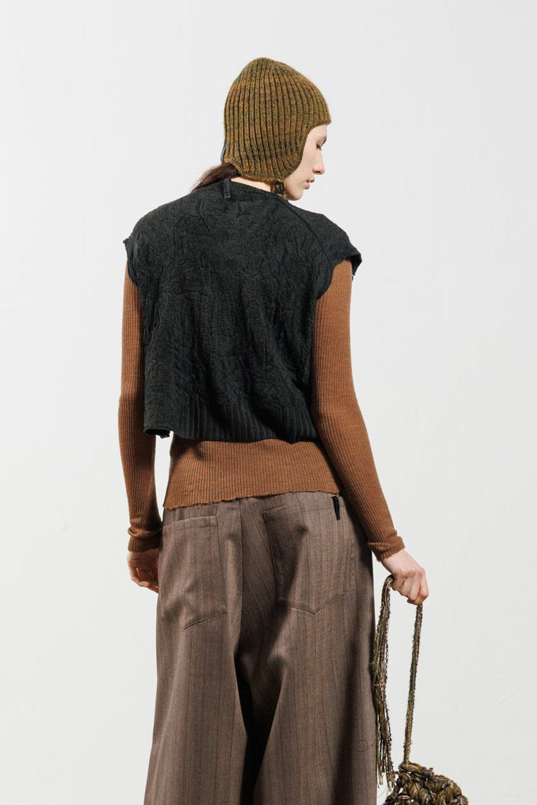 Serienumerica Grivola Knit top vest - Dark forest green - Extra Fine Merino Wool
