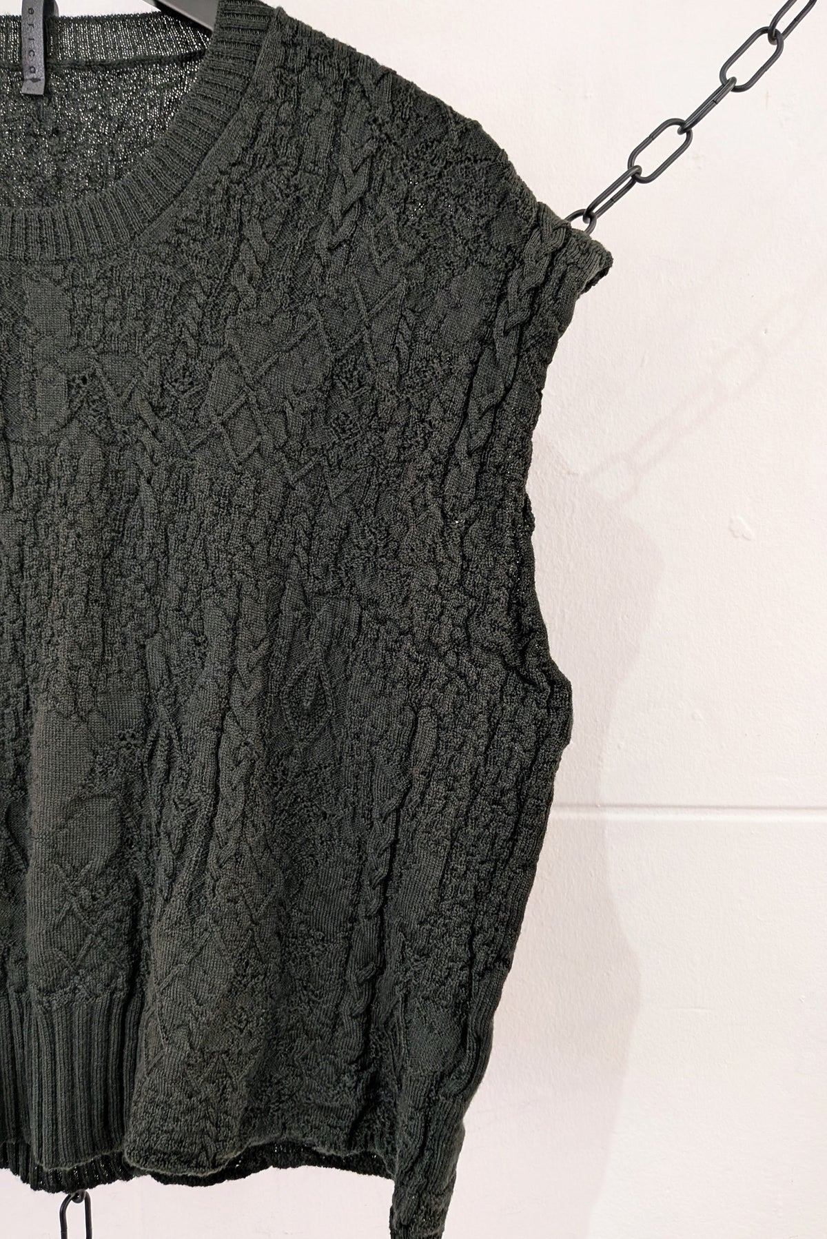 Serienumerica Grivola Knit top vest - Dark forest green - Extra Fine Merino Wool