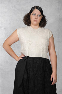 Serienumerica Grivola Knit top vest - OFF WHITE - Extra Fine Merino Wool