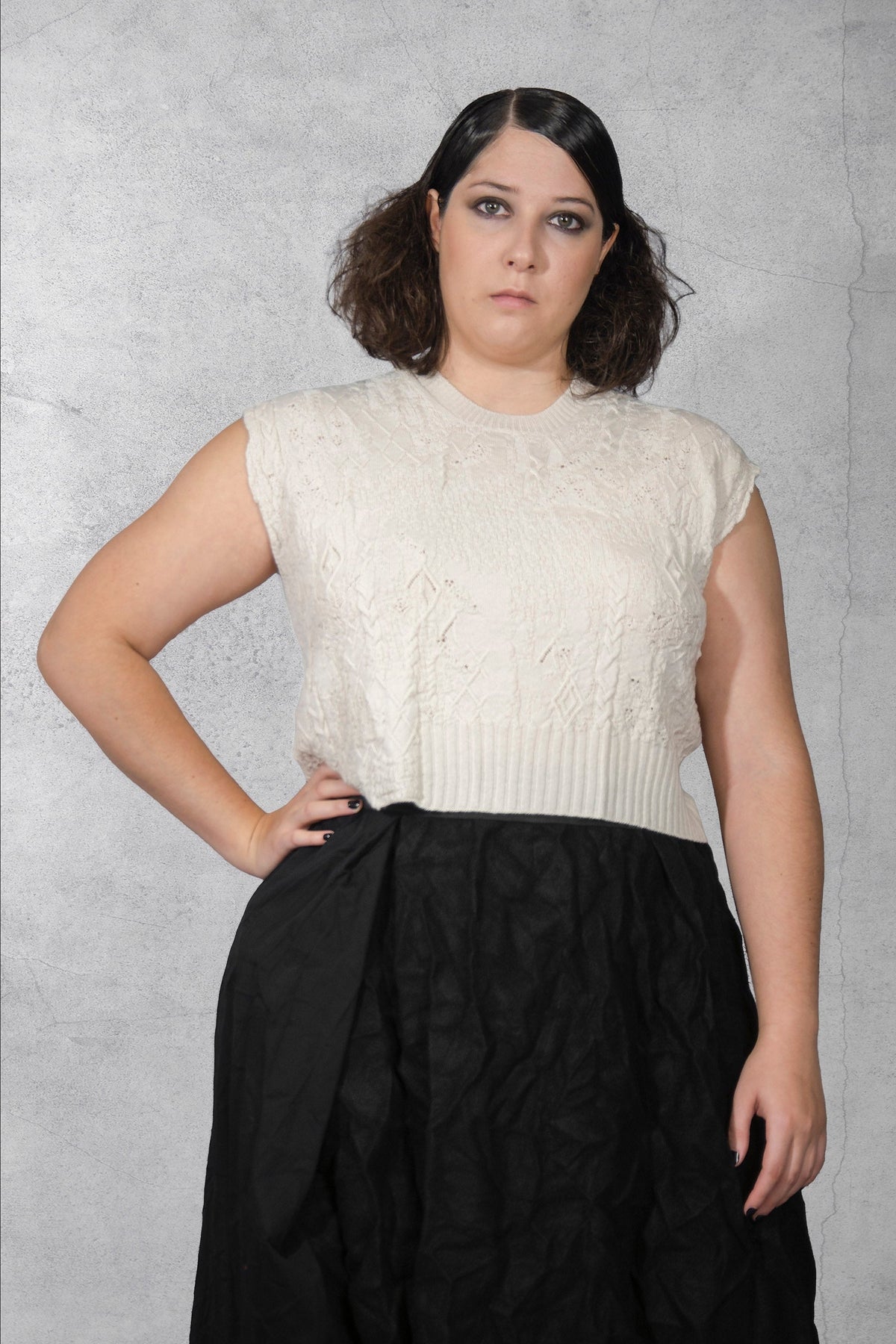 Serienumerica Grivola Knit top vest - OFF WHITE - Extra Fine Merino Wool