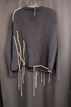 Serienumerica large knitted silk cashmere wool sweater, hand embellished. Oversized. Unisex