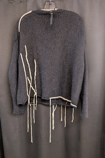 Serienumerica large knitted silk cashmere wool sweater, hand embellished. Oversized. Unisex