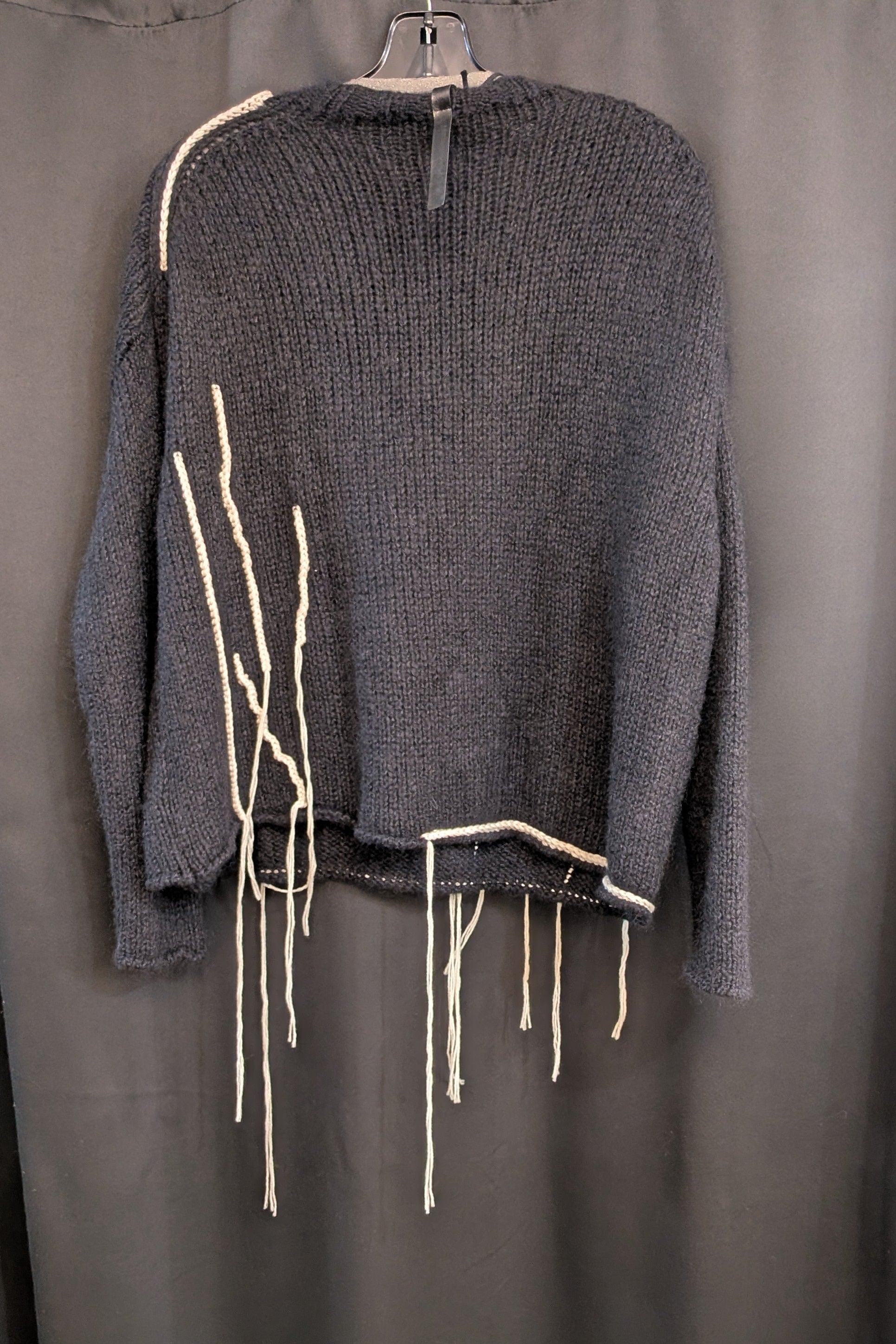 Serienumerica large knitted silk cashmere wool sweater, hand embellished. Oversized. Unisex