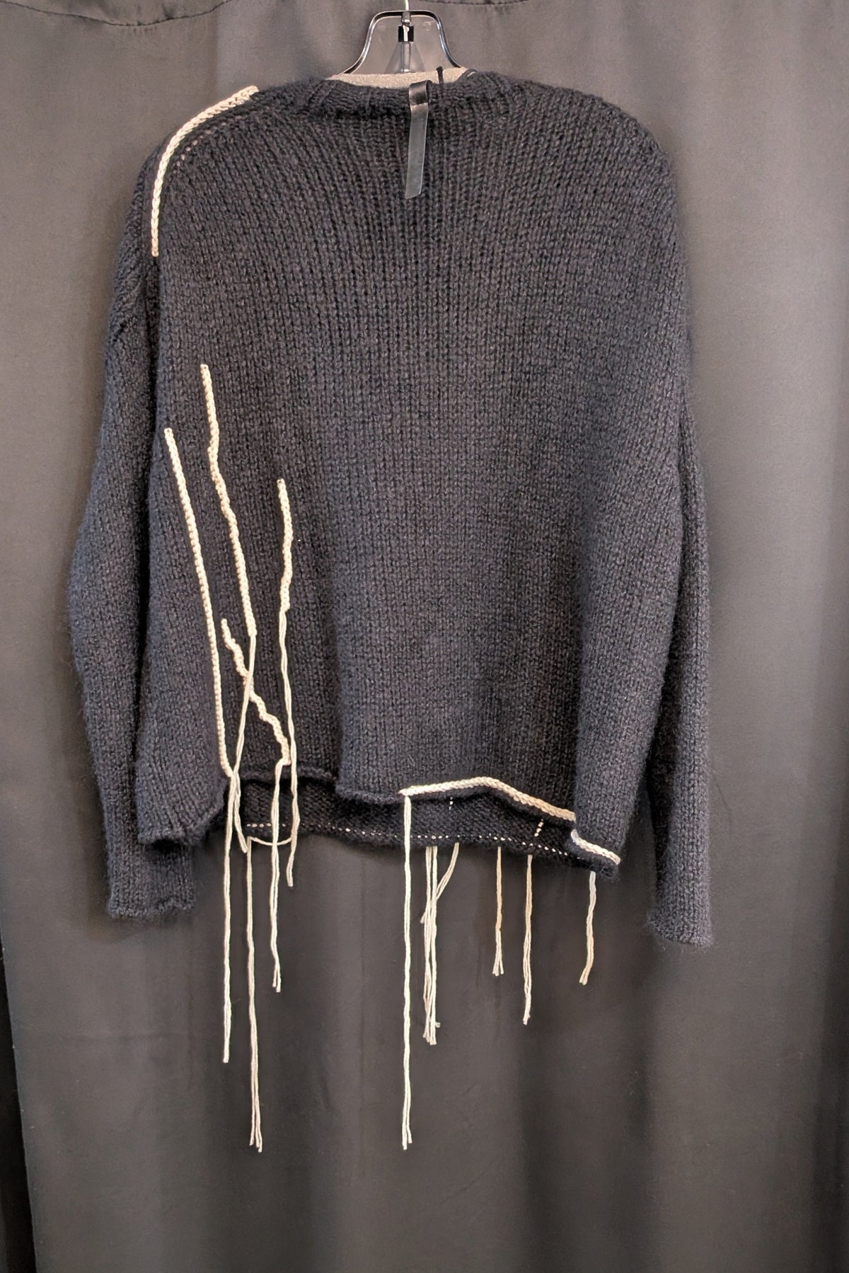Serienumerica large knitted silk cashmere wool sweater, hand embellished. Oversized. Unisex