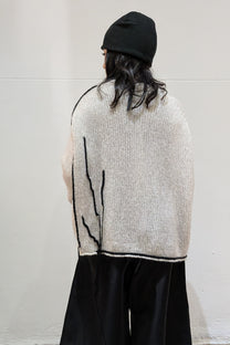 Serienumerica large knitted silk cashmere wool sweater, hand embellished. Oversized. Unisex