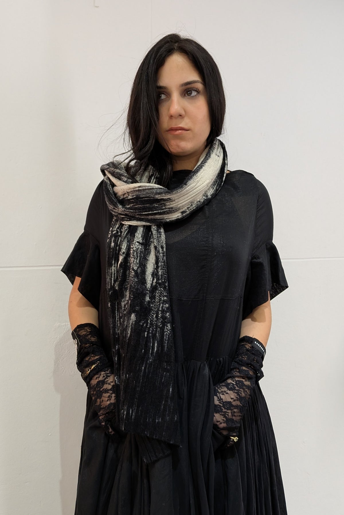 Serienumerica hand painted extra fine merino wool scarf - artisanal crafted design