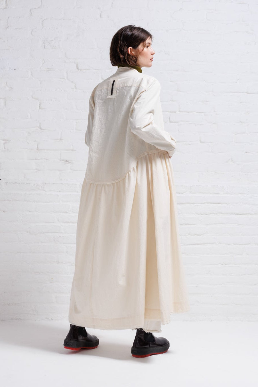 Serienumerica Maxi Cotton Poplin button-down Dress , long sleeves