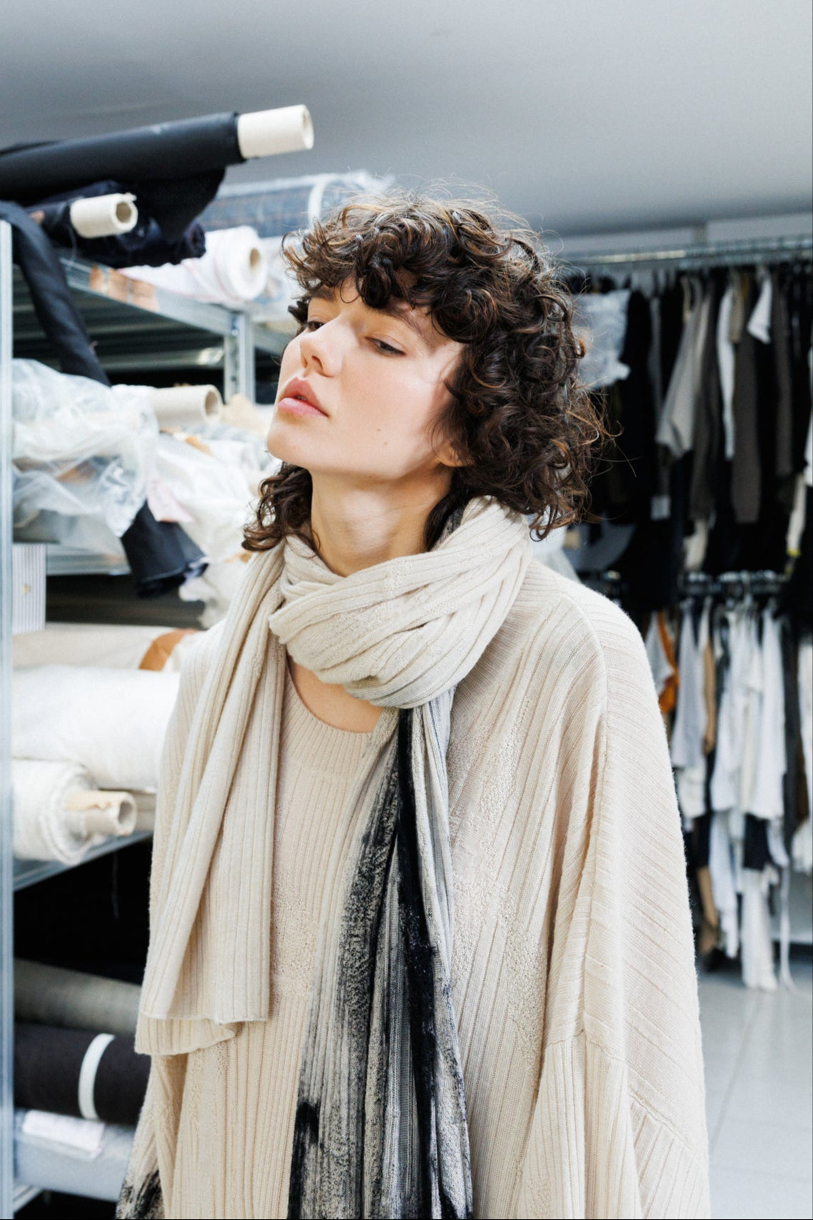 Serienumerica hand painted extra fine merino wool scarf - artisanal crafted design