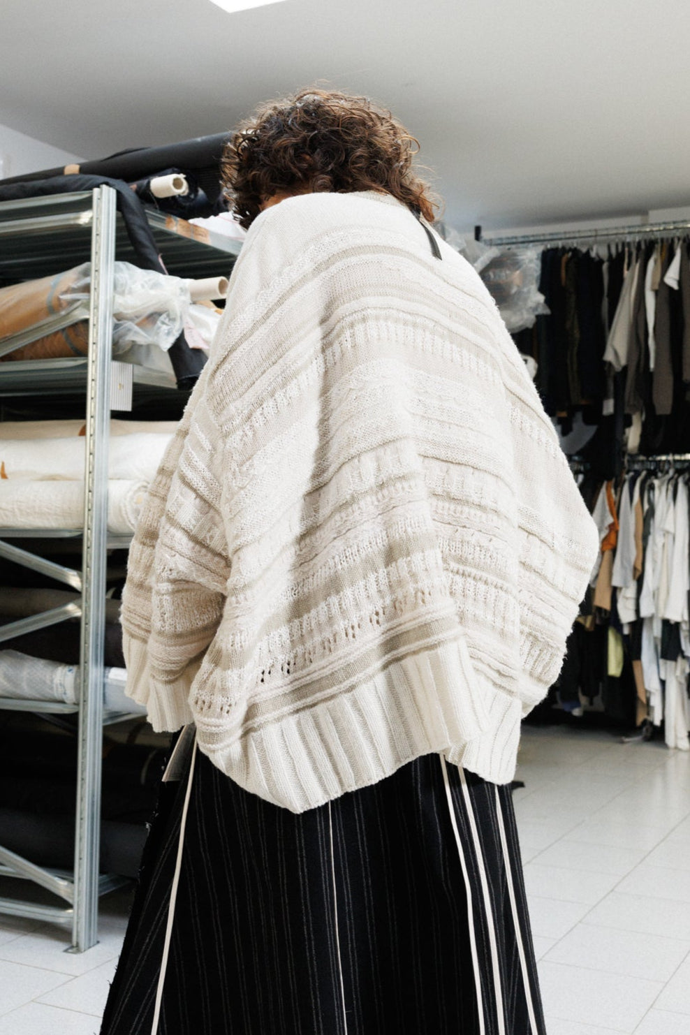 Serienumerica Signoria knitted zipper Cardigan, extra-fine merino wool, wide sleeves. oversized.
