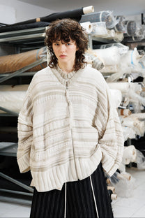 Serienumerica Signoria knitted zipper Cardigan, extra-fine merino wool, wide sleeves. oversized.