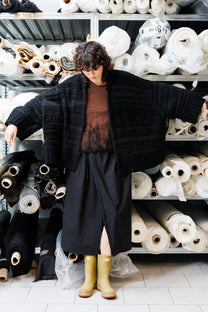 Serienumerica Signoria knitted zipper Cardigan, extra-fine merino wool, wide sleeves. oversized.