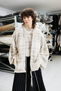 Serienumerica Signoria knitted zipper Cardigan, extra-fine merino wool, wide sleeves. oversized.