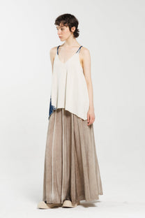 Serienumerica Silk Maxi Skirt, elastic waist natural color