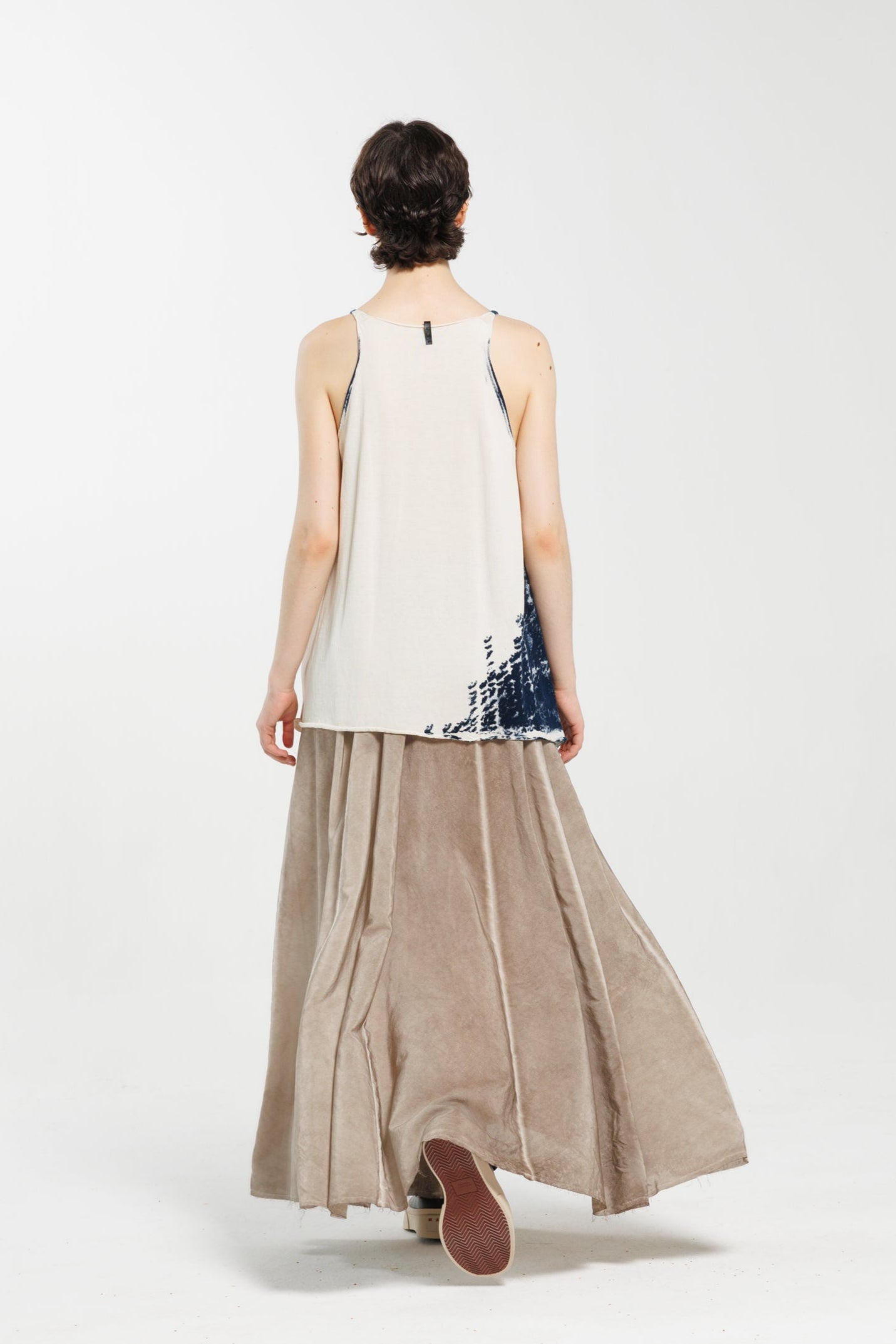 Serienumerica Silk Maxi Skirt, elastic waist natural color