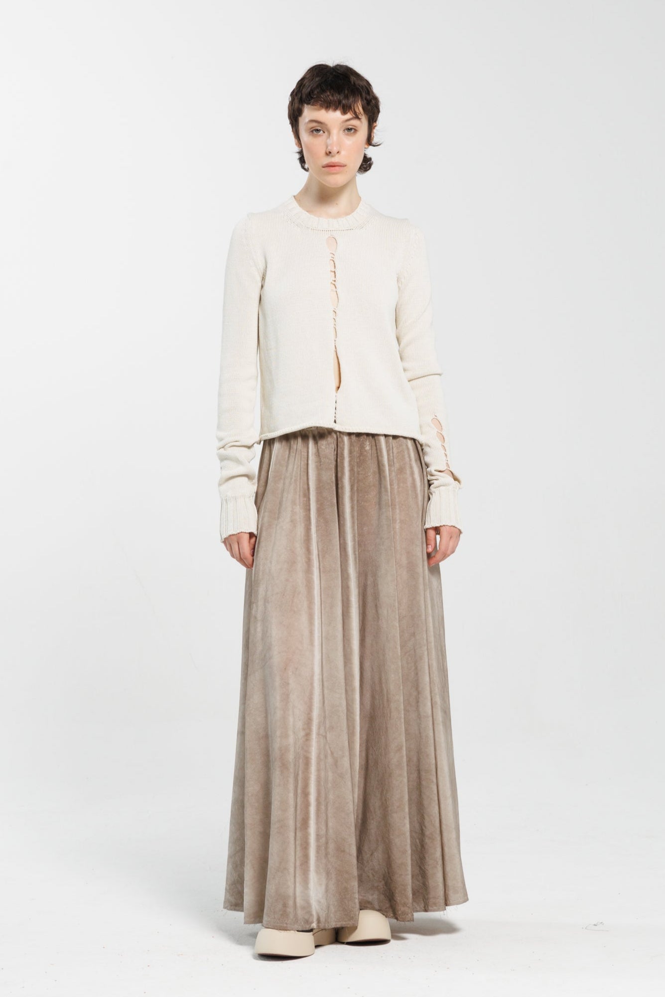 Serienumerica Silk Maxi Skirt, elastic waist natural color