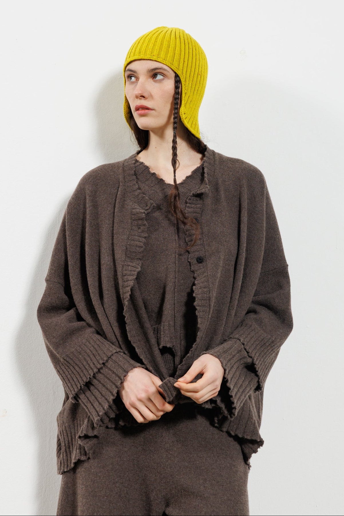 Serienumerica cardigan - oversized - recycled cashmere - taupe brown - one size