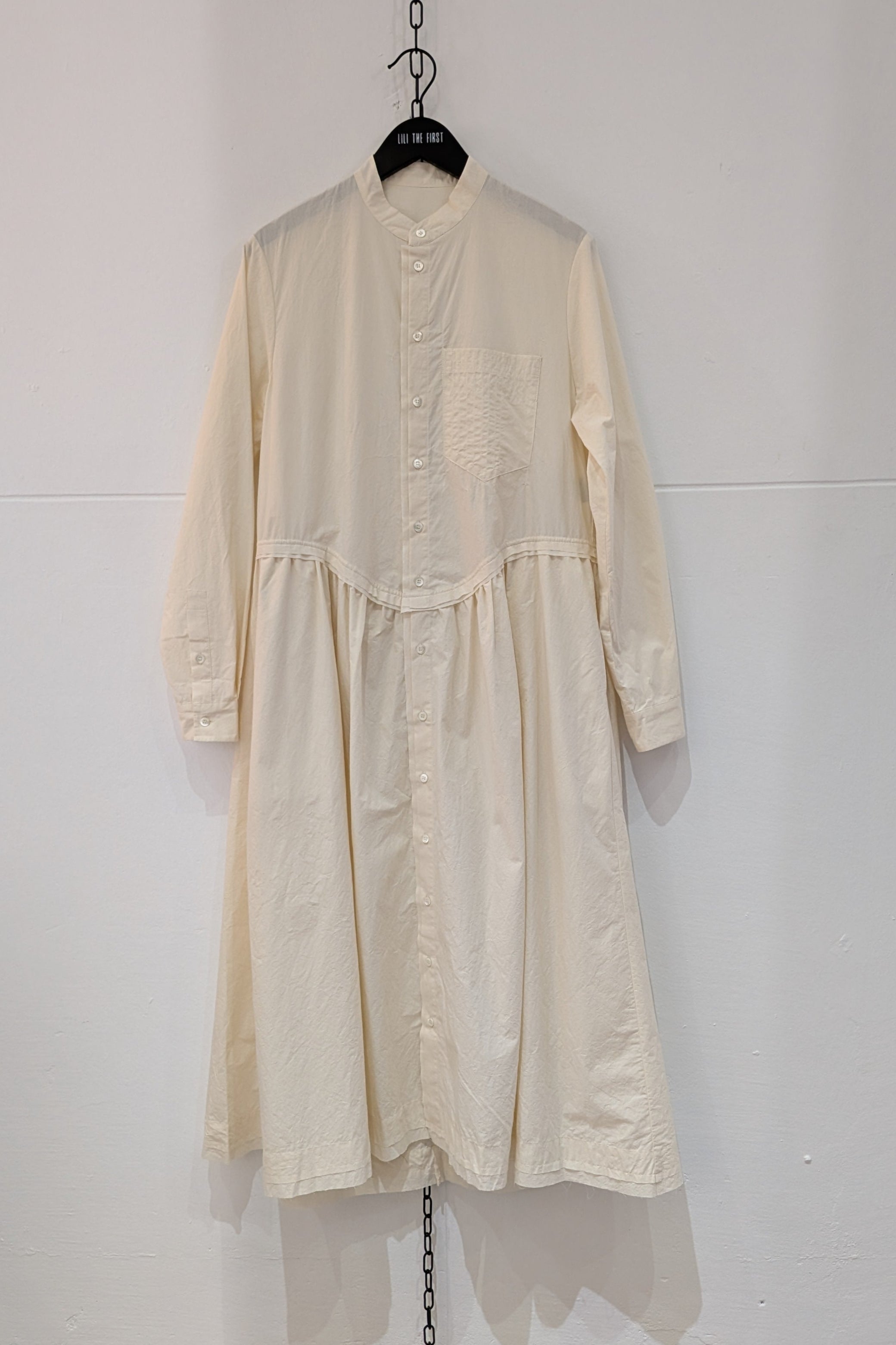Serienumerica Maxi Cotton Poplin button-down Dress , long sleeves