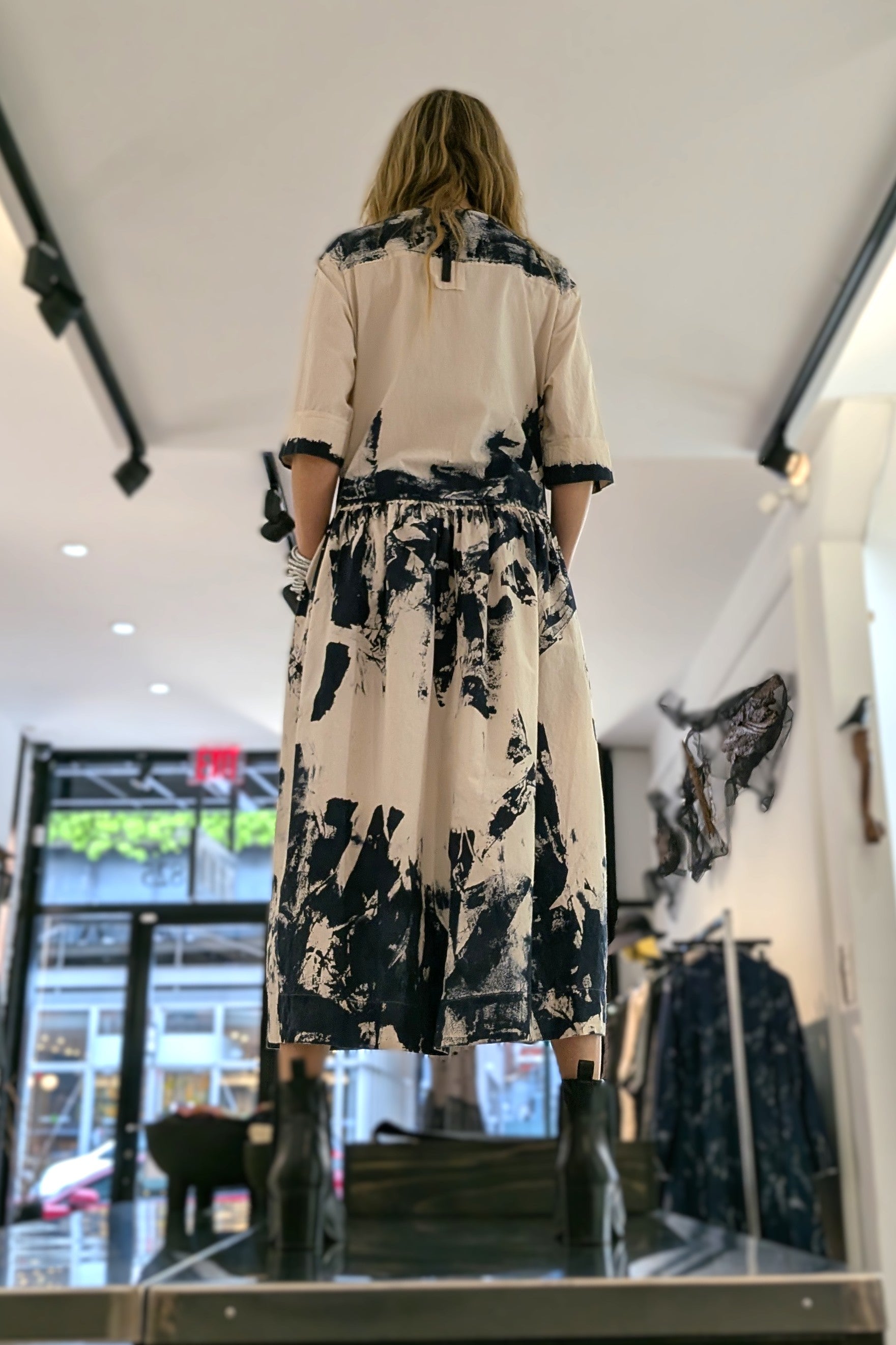 Serienumerica dress. Cotton. Long i hand-painted