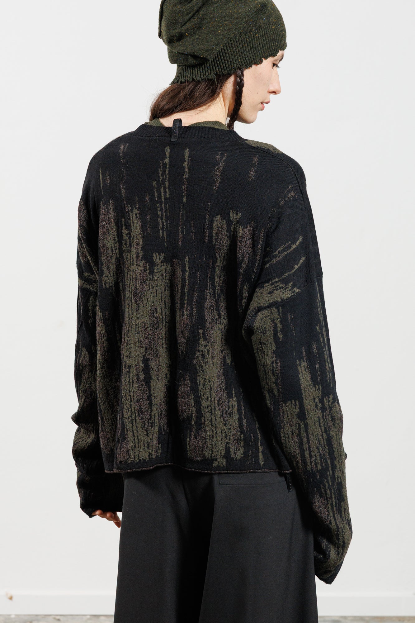 Serienumerica long sleeves sweater - merino mohair - black green - unisex - oversized