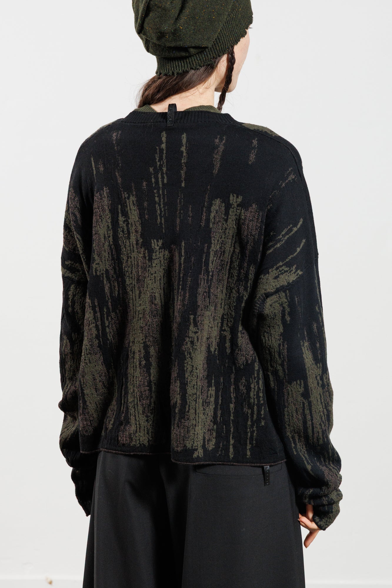 Serienumerica long sleeves sweater - merino mohair - black green - unisex - oversized