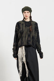 Serienumerica long sleeves sweater - merino mohair - black green - unisex - oversized