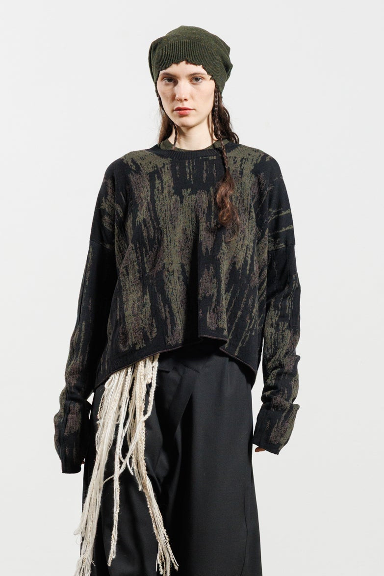 Serienumerica long sleeves sweater - merino mohair - black green - unisex - oversized