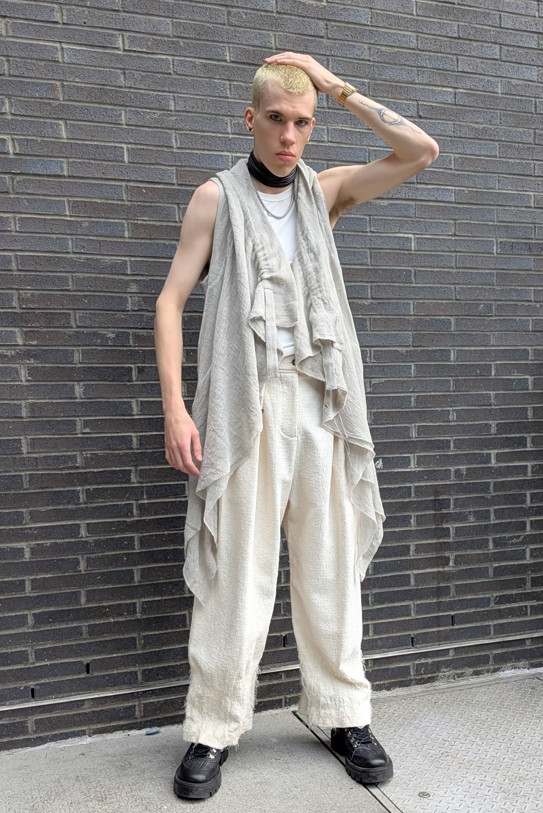 Shinyasei Raw Linen Natural Vest - made in Japan