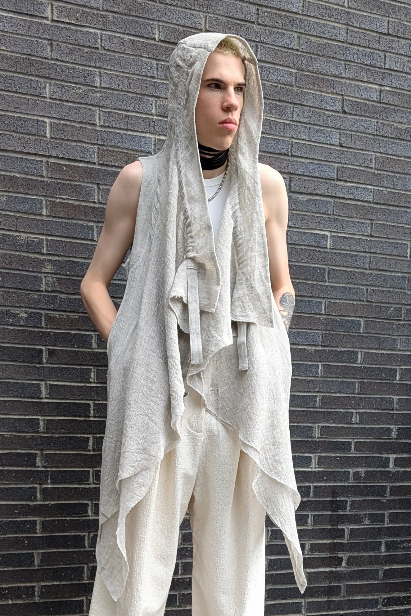 Shinyasei Raw Linen Natural Vest - made in Japan
