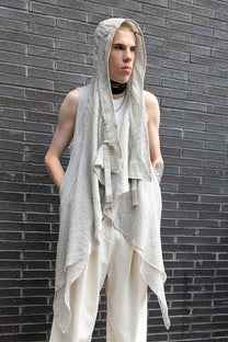 Shinyasei Raw Linen Natural Vest - made in Japan