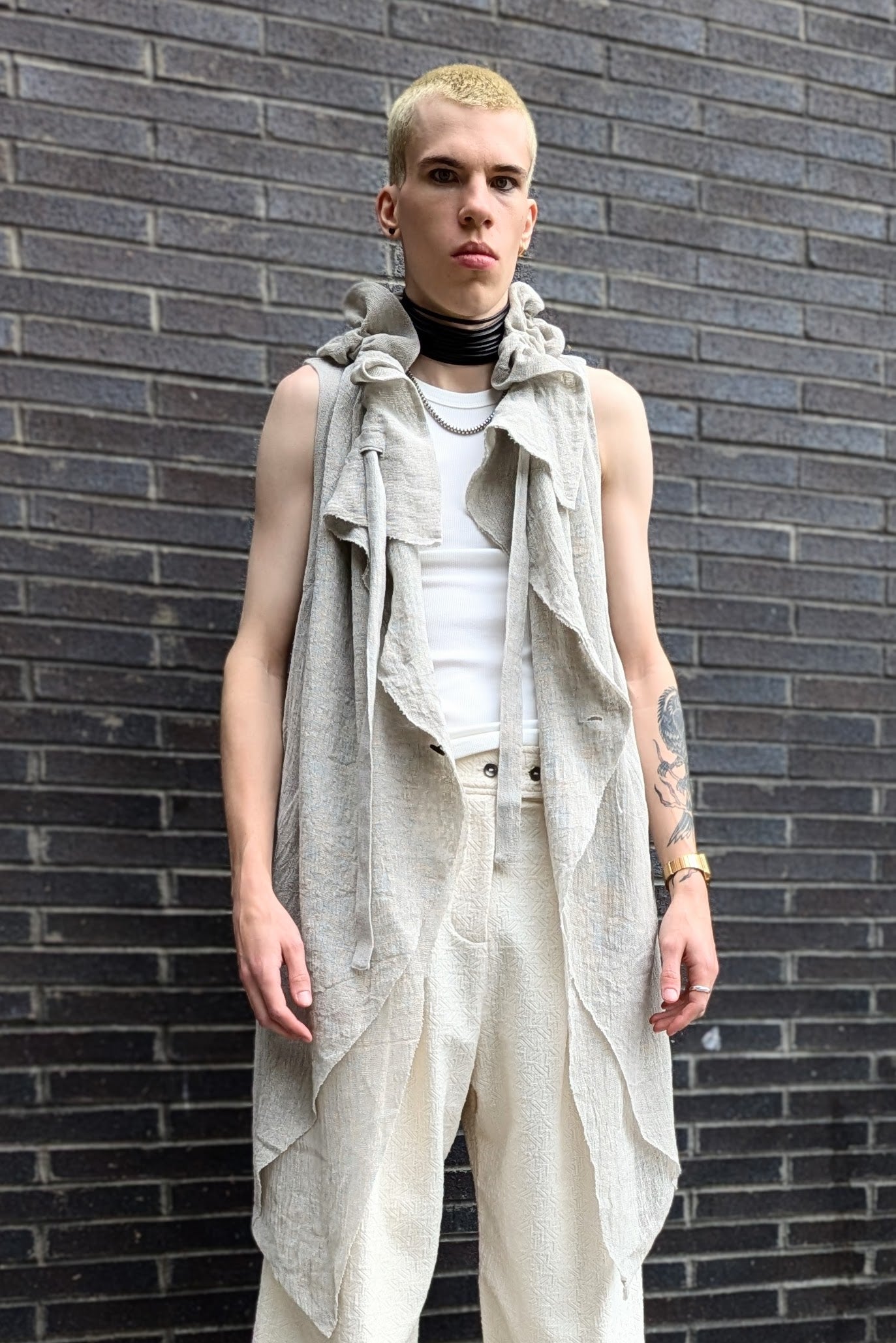 Shinyasei Raw Linen Natural Vest - made in Japan