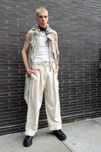 Shinyasei Raw Linen Natural Vest - made in Japan