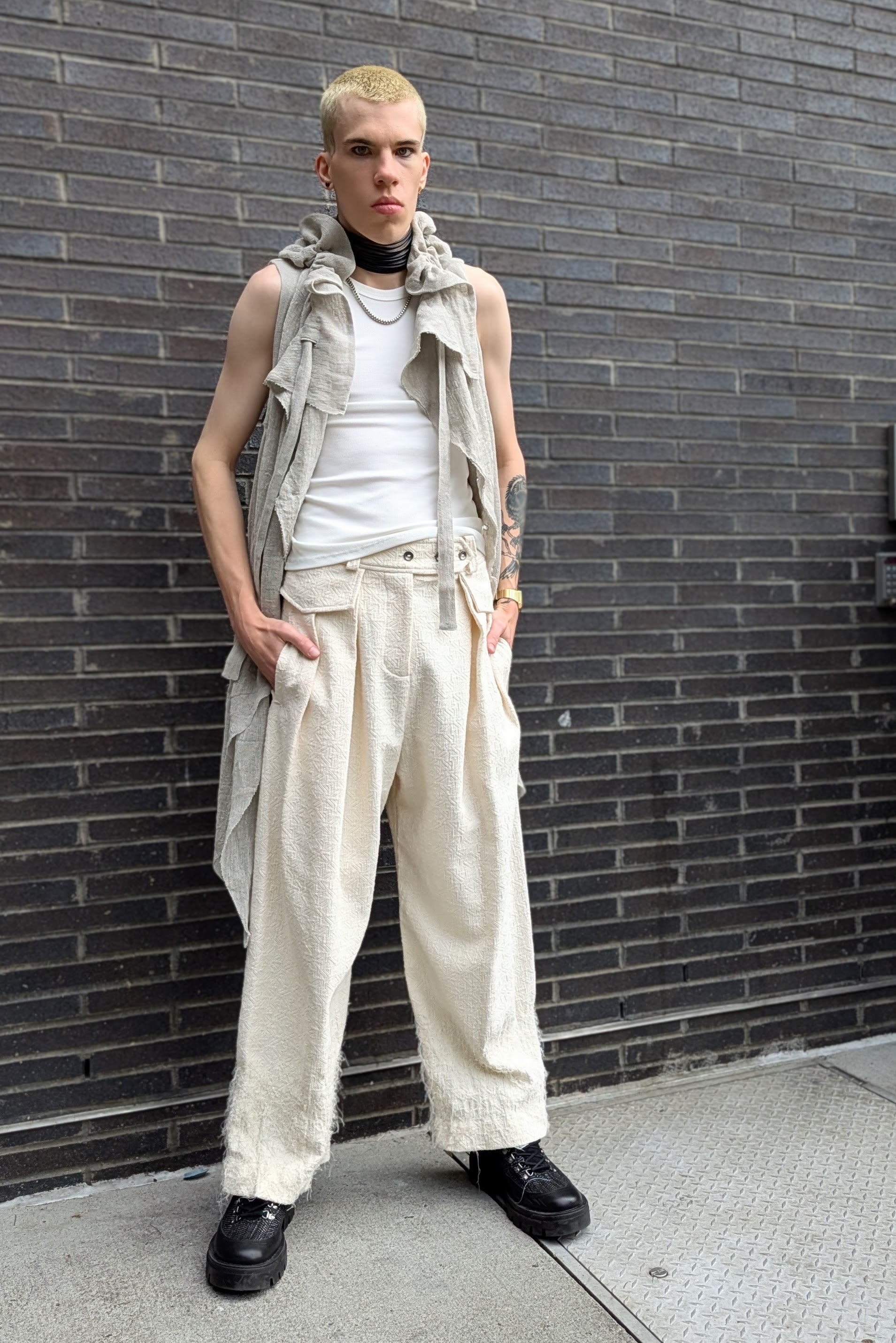 Shinyasei Raw Linen Natural Vest - made in Japan