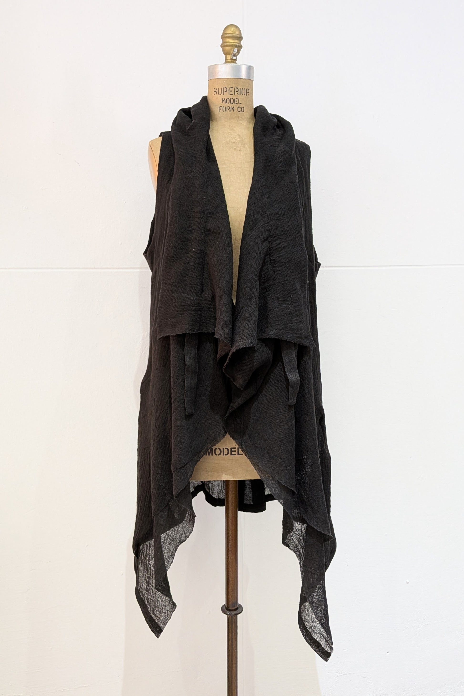 Shinyaseki Raw Linen Vest Black - Made in Japan