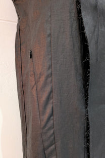 Shinyaseki Long Waxed Linen vest, Leather look, Japan, Black