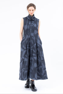 Shinyaseki - dress - high neck - cotton - Jacquard - maxi midi - Made in Japan