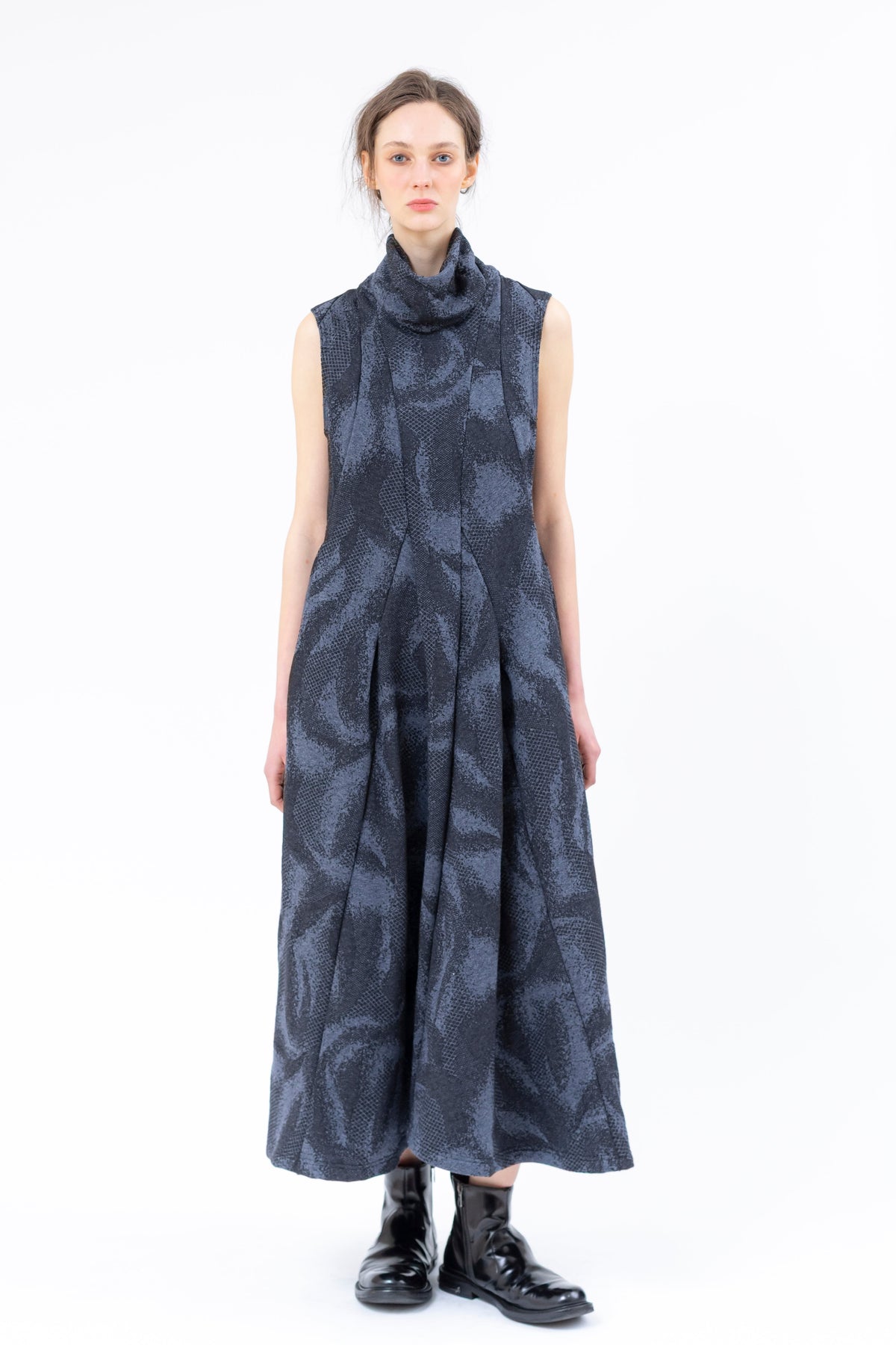 Shinyaseki - dress - high neck - cotton - Jacquard - maxi midi - Made in Japan