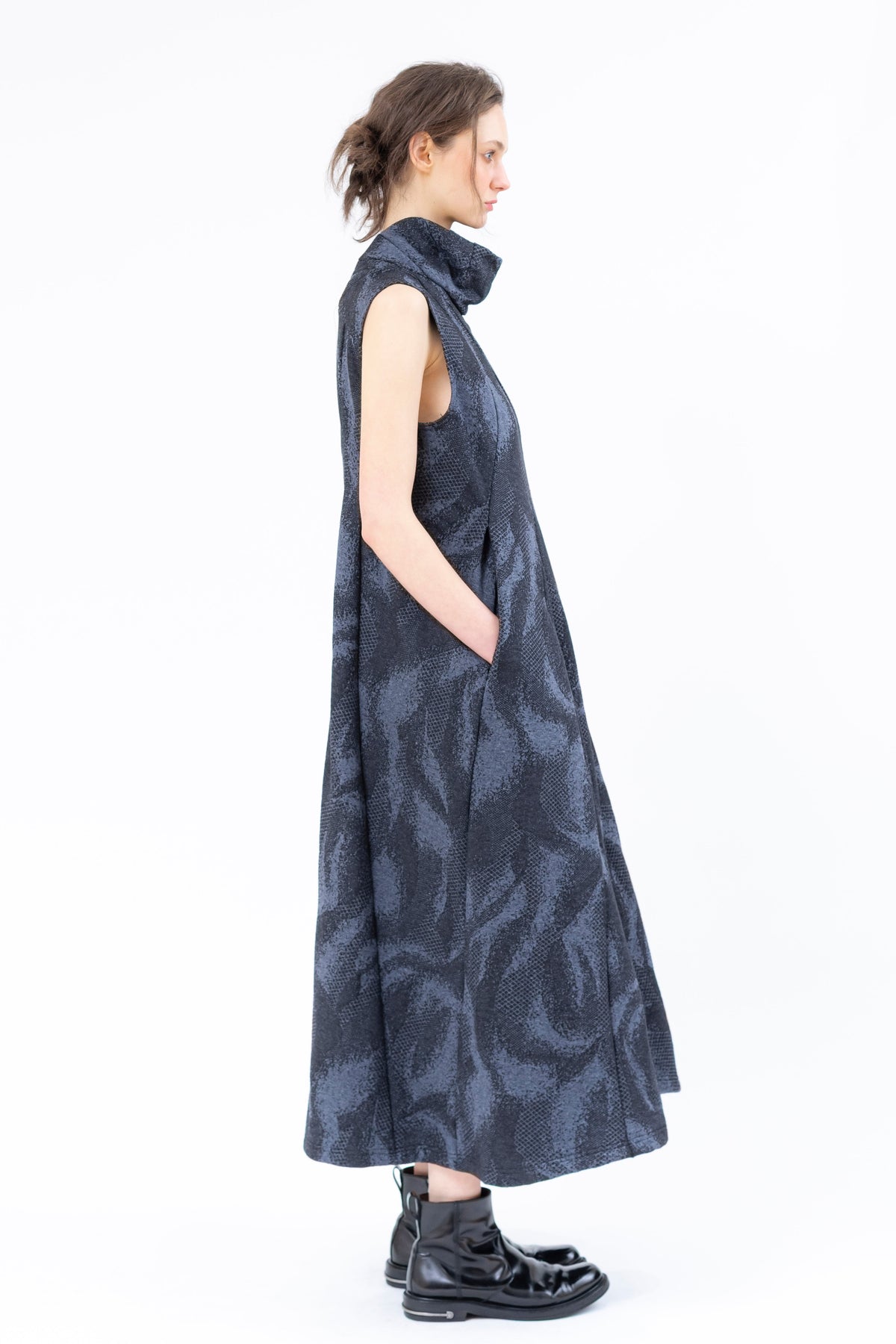 Shinyaseki - dress - high neck - cotton - Jacquard - maxi midi - Made in Japan
