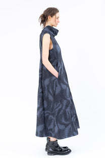 Shinyaseki - dress - high neck - cotton - Jacquard - maxi midi - Made in Japan