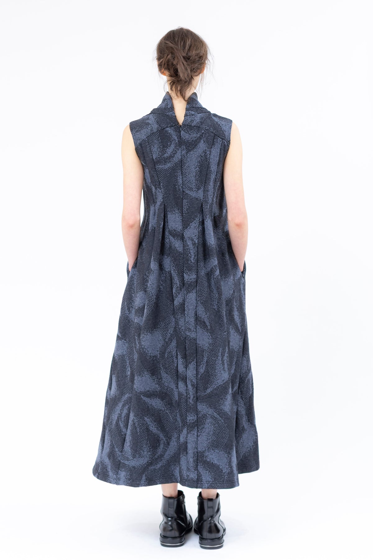 Shinyaseki - dress - high neck - cotton - Jacquard - maxi midi - Made in Japan