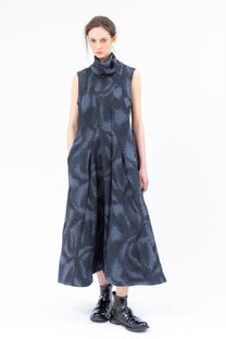 Shinyaseki - dress - high neck - cotton - Jacquard - maxi midi - Made in Japan