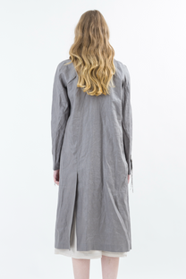 Shinyaseki Duster Trench Coat Japanese Waxed Linen Gray